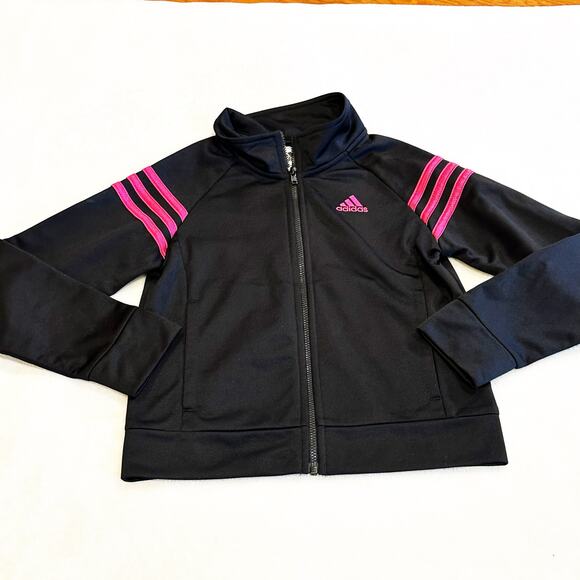 Black and Pink Adidas Track Suit sz 6 Girls Adidas Sweatsuit Matching Set - Picture 3 of 8